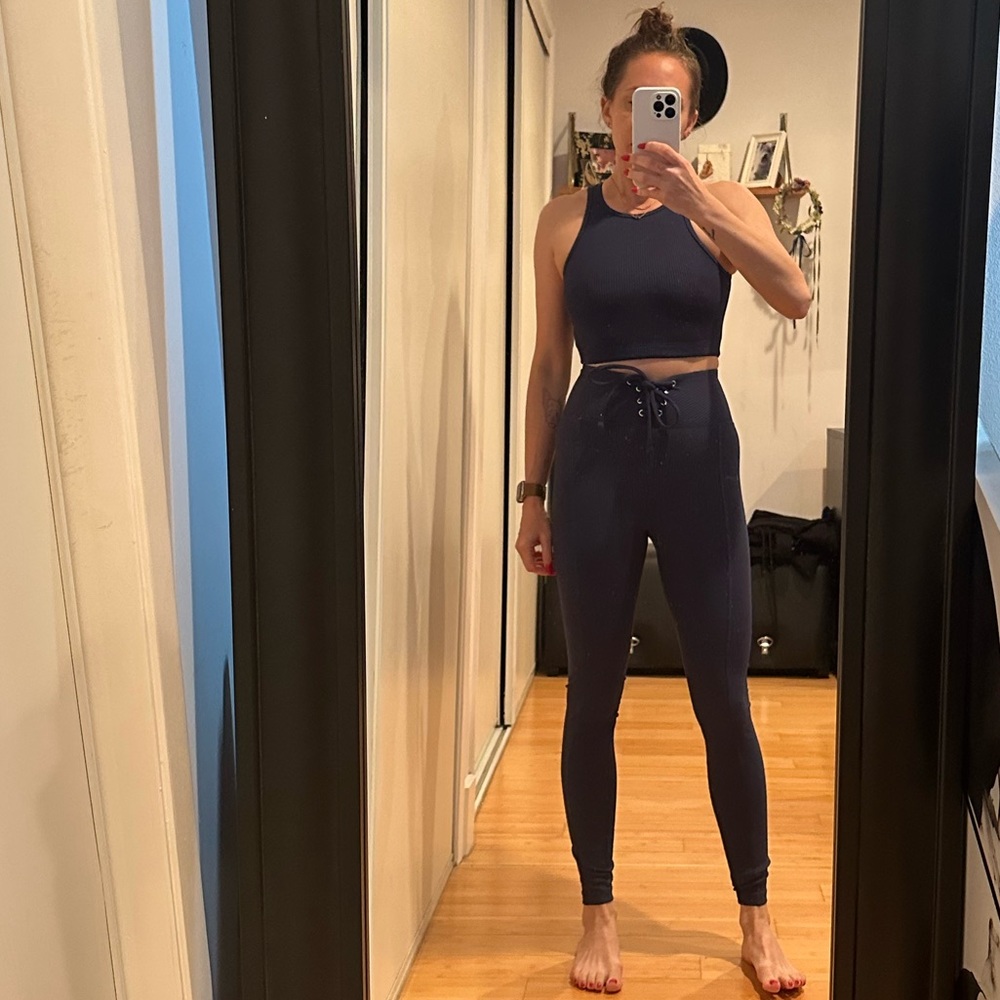 Year of ours Ribbed navy blue set